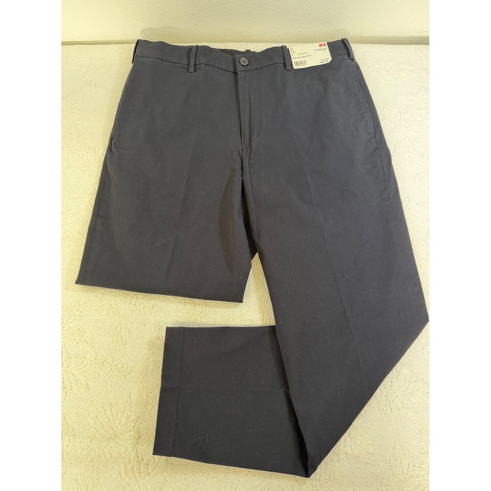 Uniqlo Smart Ankle Pants Mens L Navy Blue Stretch Cotton Chinos 321-442533